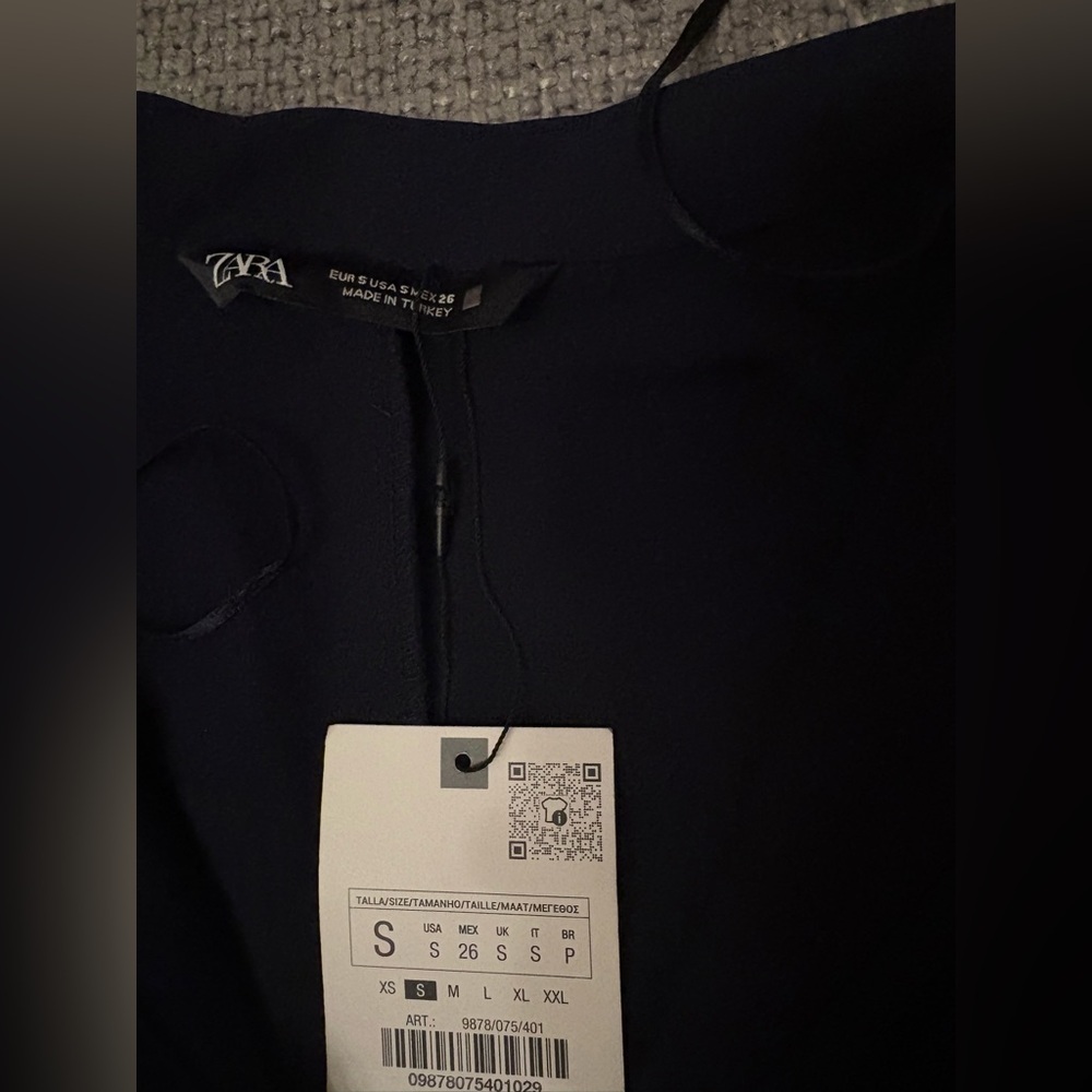 Zara Navy Zippered Shirt Midi Dress Size Small - Picture 14 of 15